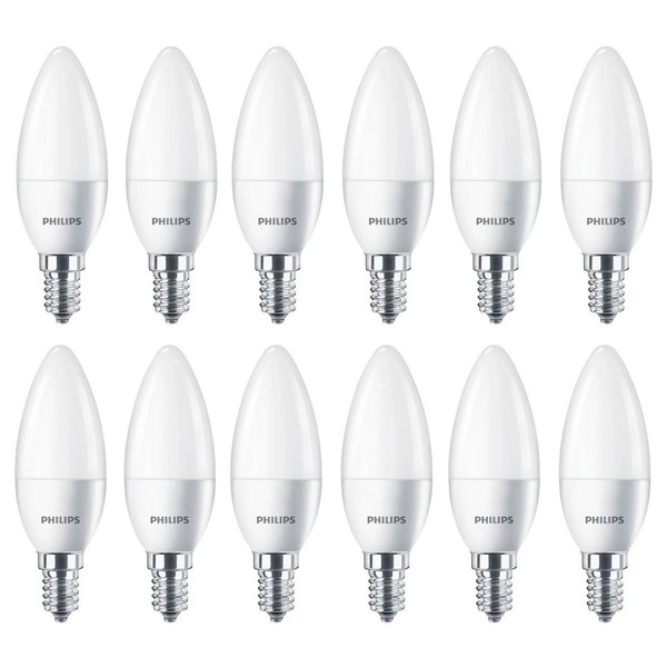 12X Philips Led Leuchtmittel E14 Kerze 4,9W = 40W Satiniert 470Lm 2700K Warmweiß-image