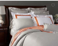 NWT 466 SFERRA Fiona Duvet Cover QUEEN Cotton Sateen Italy Lunar Gray