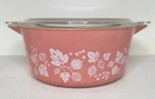Pyrex Pink Gooseberry 475 Casserole with Lid 2.5 Quarts Vintage