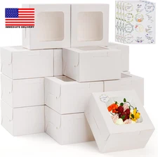 30Pcs Small White Cookie Boxes, 4X4X2.5 Inch Bakery Boxes with Window, Providing