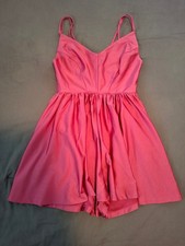 Coral Pink Skater Skirt Romper Playsuit Urban Outfitters S