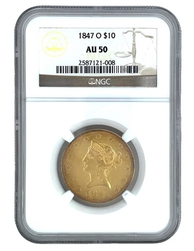 1847-O $10 Gold Liberty Eagle - NGC AU50