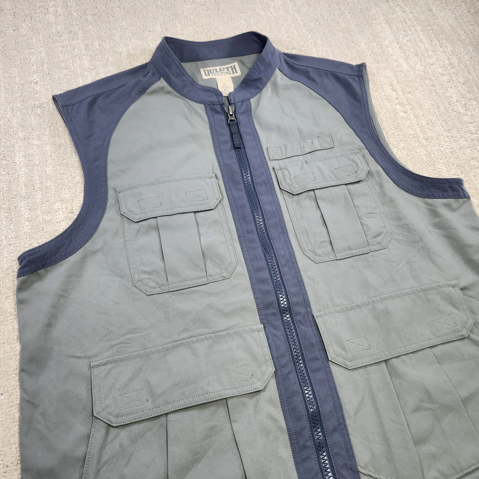 Duluth Vest Men Large Dry On The Fly Fishing Utility Pocket Gray Vented Work