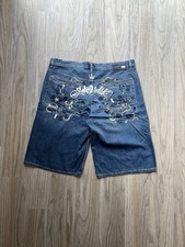 Vintage Baggy Y2K Ecko Unltd Embroidered Mens Jean Shorts Size 42