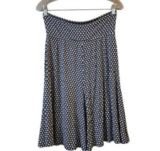 Max Studio Black  White Geometric Pattern Slinky Stretch Flare Midi Skirt - S