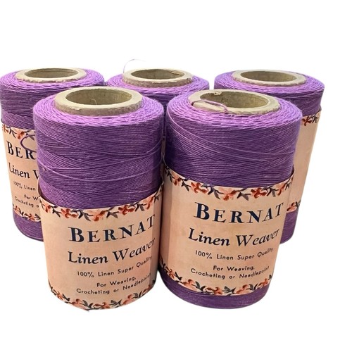 Bernat Bobbin Pure Linen Antique Color 8053 Purple 375 yrds ea Lot Of 5