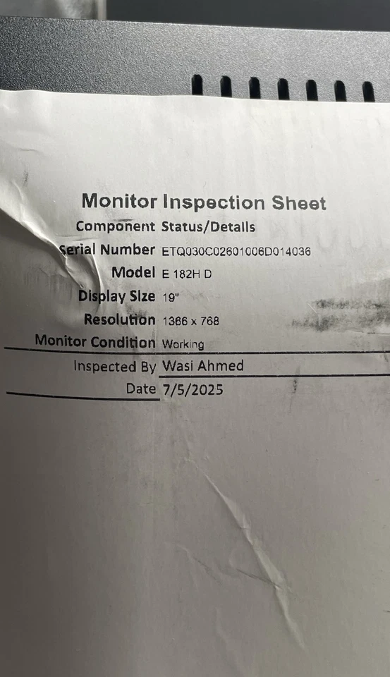 eMachines E182H D 19" LCD Monitor 1366x768 HD Widescreen Display Screen - Image 2 of 4