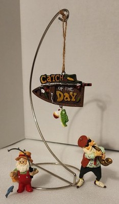 Hallmark Santa Gone Fishing 1988, St Louie Nick Sax 1987, ''Catch of the Day'' Lot