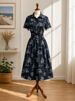 Maje "Romila" robe chemise imprimée toile de Jouy noire, pièce forte - Photo 1/4