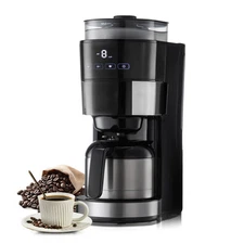 8 Cup Drip Coffee Machine Grind & Brew Coffee Maker w/ 3 Brew Strength Control