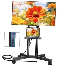 Mobile TV Cart Rolling TV Stand with Power Outlet for 32-75 Inch 32-75 inch