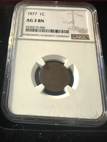 1877 1c Indian Head Cent AG 3 BN NGC 6520219-006