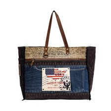 Myra Bag Weekender Bag for Women - Western Upcycled Canvas and Leather Should...
