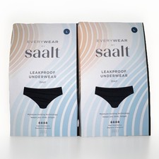  2 Everywear by Saalt Black Leakproof Underwear Women  s Large Brief Cotton