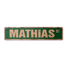 MATHIAS Vintage Street Sign Childrens Name Room Metal Sign