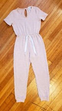 ADORABLE girl's pink and white striped jumpsuit. Girl's size 12 with 22" leg ins