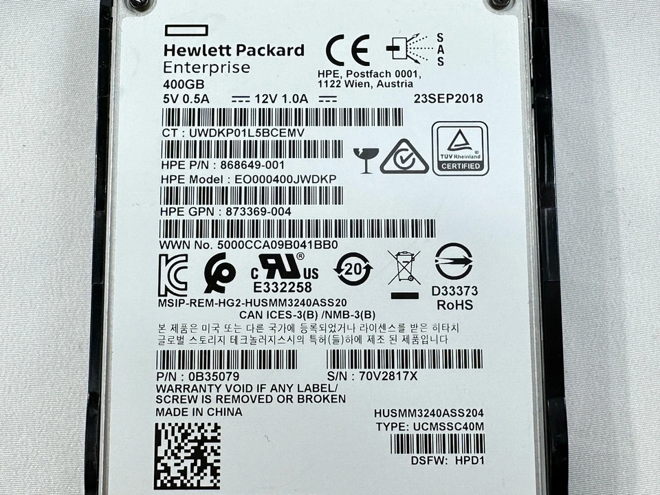HPE 400GB 12Gb/s SAS SFF SC DS Solid State Drive G8 G9 G10 SSD Gen10 WI 99.8% - Image 4 of 4