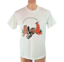 VTG 90s White Screen Stars T-Shirt Tales of Williamsburg Single Stitch 50/50