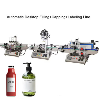 Automatic Desktop Filling Capping Labeling Machine Line Small Bottle ...