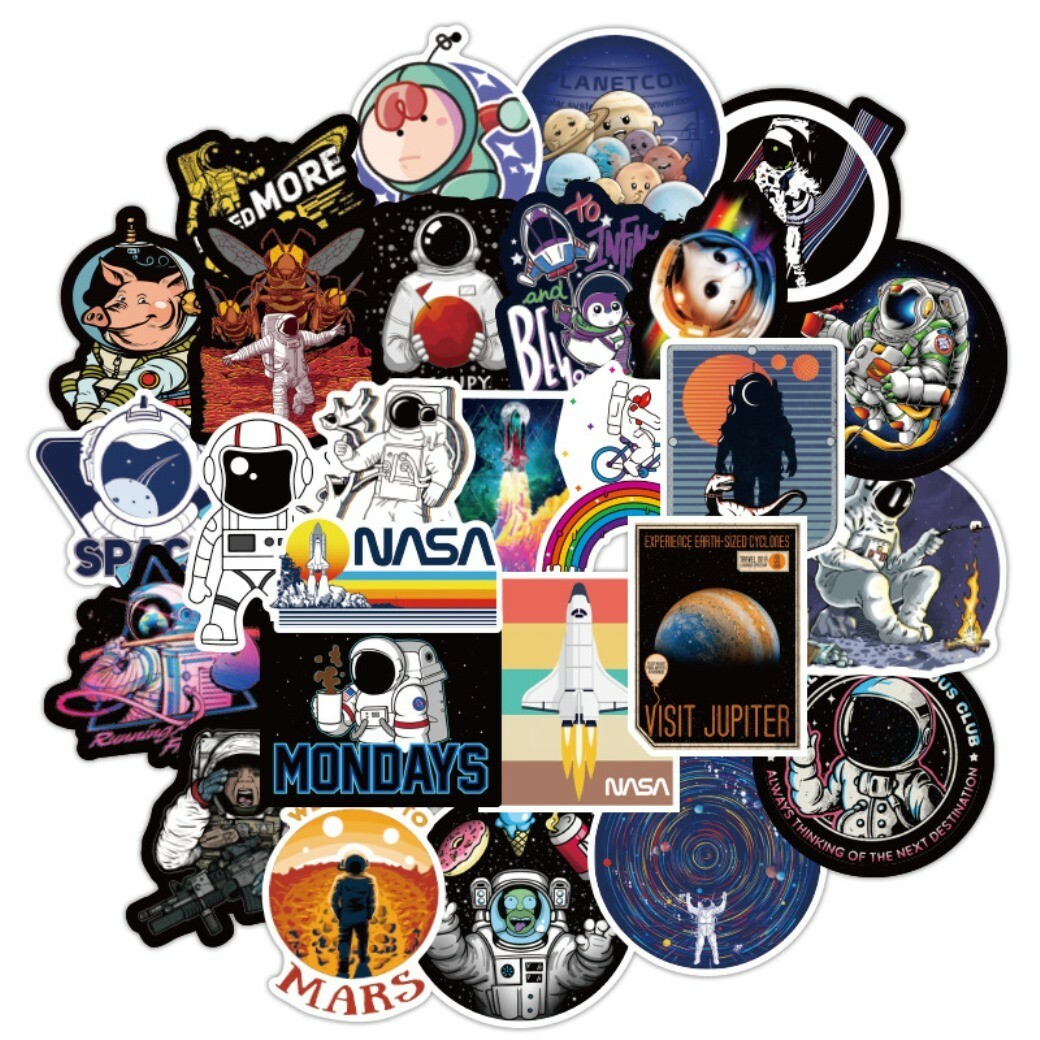 Outer Space Nasa Astronaut Themed Set of 50 Assorted Stickers Decal Set
