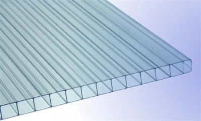 Stegplatten Polycarbonat Hohlkammerplatten 6+10 mm Klar Gewächshaus UVSchutz - Bild 1 von 4