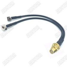2x SMA Female to 2x TS9 Male Right Angle Y Type RF Pigtail RG174 Coax Cable 15cm