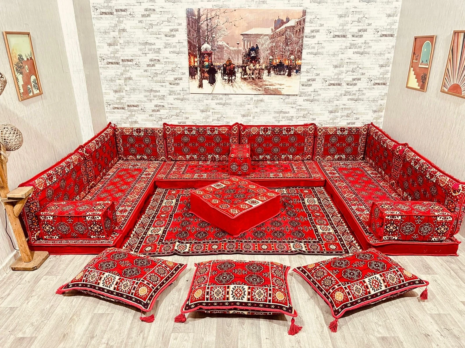 Arabic Corner Majlis, Oriental Seating Area, Oriental Sofa, Seat Cushion