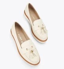 $170 BNIB Kurt Geiger Morly2 Vegan Slip On Loafers White Womens 8 EU 38 NWT