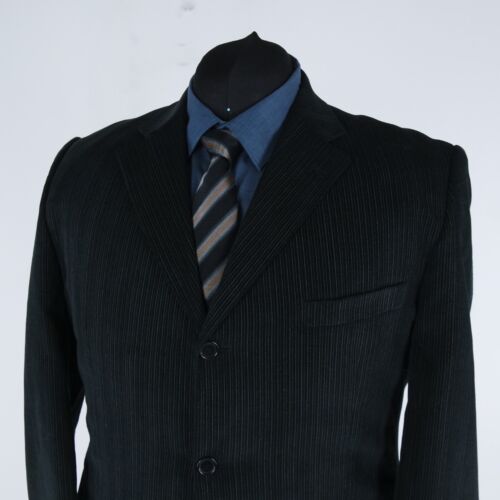 Mens Striped Black Blazer 50L UK Size ANGELO LITRICO Cotton Sport Coat Jacket - Picture 10 of 14