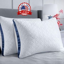 Juego de 2 almohadas de pluma de ganso para dormir tama o queen Blanco US NEW