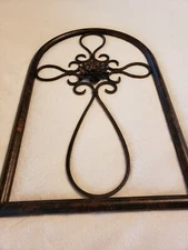 Arched Wrought Iron Wall Art Indoor/Covered Outdoor Decor W/Metal Frame 26.5x17"