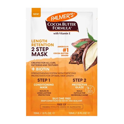 NEW 5 PK Palmers Cocoa Butter Formula Length Retention 2 Step Hair Mask 1 oz