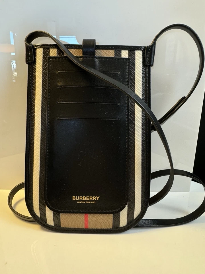 Bolso de Hombro BURBERRY Icon Correa Beige Rayas Nuevo con Etiquetas con Embalaje Original Foto 2 de 4