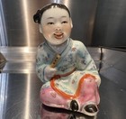 antique chinese Porcelain Hand Painted Child Figurine 3 1/2” Tall Numbered