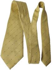 John W Nordstrom Men's Tie 4"x60"Geometric Gold Blue Larovalo Mano Silk Textured
