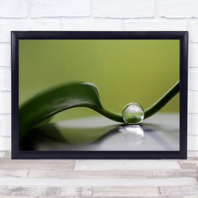 Green Harmony Tropfen Blatt Wasser Perle Tropfen Reflexion Wandkunstdruck
