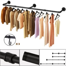 Strong Cast Iron Industrial Pipe Clothes Rack Garment Bar Hanging Rod Adjustable
