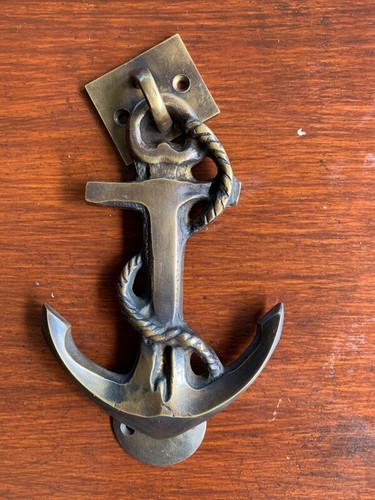 ANCHOR & rope heavy pure 100% Brass Door Knocker 7" rope vintage style - Picture 6 of 6