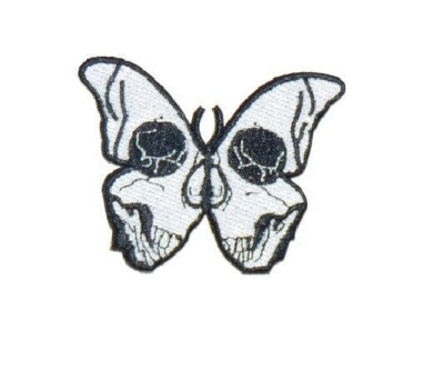 Aufnäher / Patch - Butterfly Skull ( gestickt ) Gothic Punk Emo Schmetterling