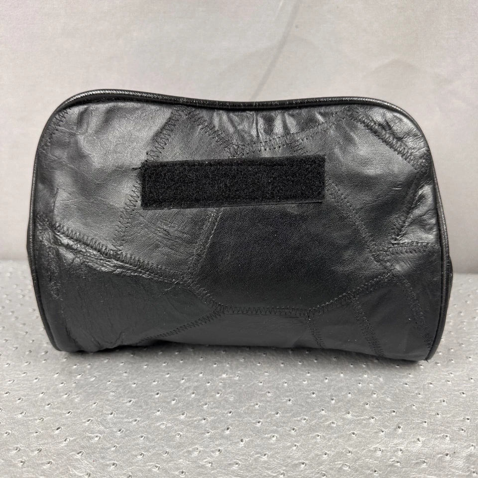 Bolso de viaje de cuero inglés vintage artículos de tocador afeitado parche negro cuero 9x6x4 Foto 3 de 4