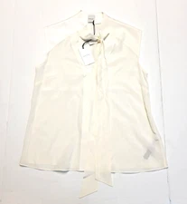 New $525 Paul Smith SILK Sleeveless Top Tie Blouse Women's MEDIUM M IT 40 Ivory