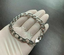 Men Women 8.5" Silver Stainless Steel 7mm Figaro Link Chain Bracelet 316L Unisex