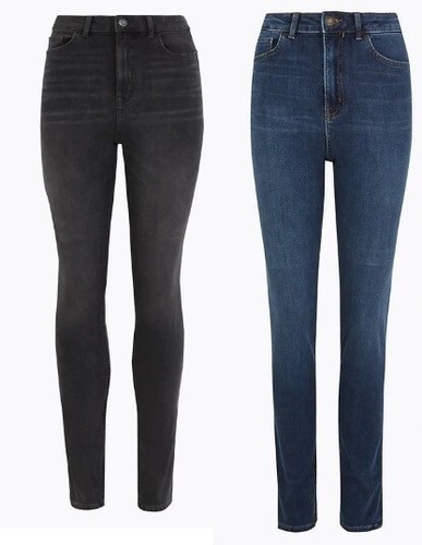 Ex M\u0026S Ladies Denim Jeans Magic Lift Slim Sculpt Added Stretch Marks  Spencer | eBay