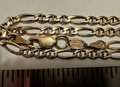 14K SOLID GOLD AURAFIN ITALY MARINER FIGARO LINK 20.25 14K SOLID GOLD AURAFIN ITALY MARINER FIGARO LINK 20.25