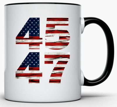 45 47 TRUMP 2024 CHRISTMAS MUG GIFT COFFEE CERAMIC CUP DONALD TRUMP PRESIDENT
