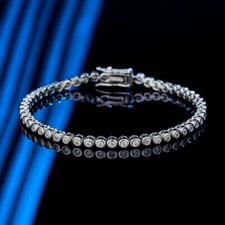 2mm D VVS Moissanite Tennis Chain Bracelet Women 925 Sterling Silver Pass Tester