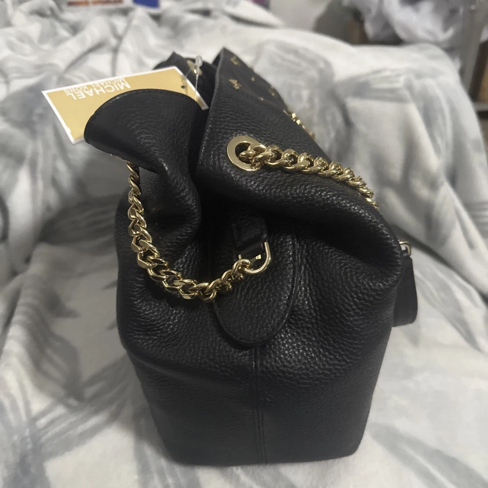 Michael Kors Jetset Black & Gold Stud Purse Retail $398.00 NWT - Image 3 of 4