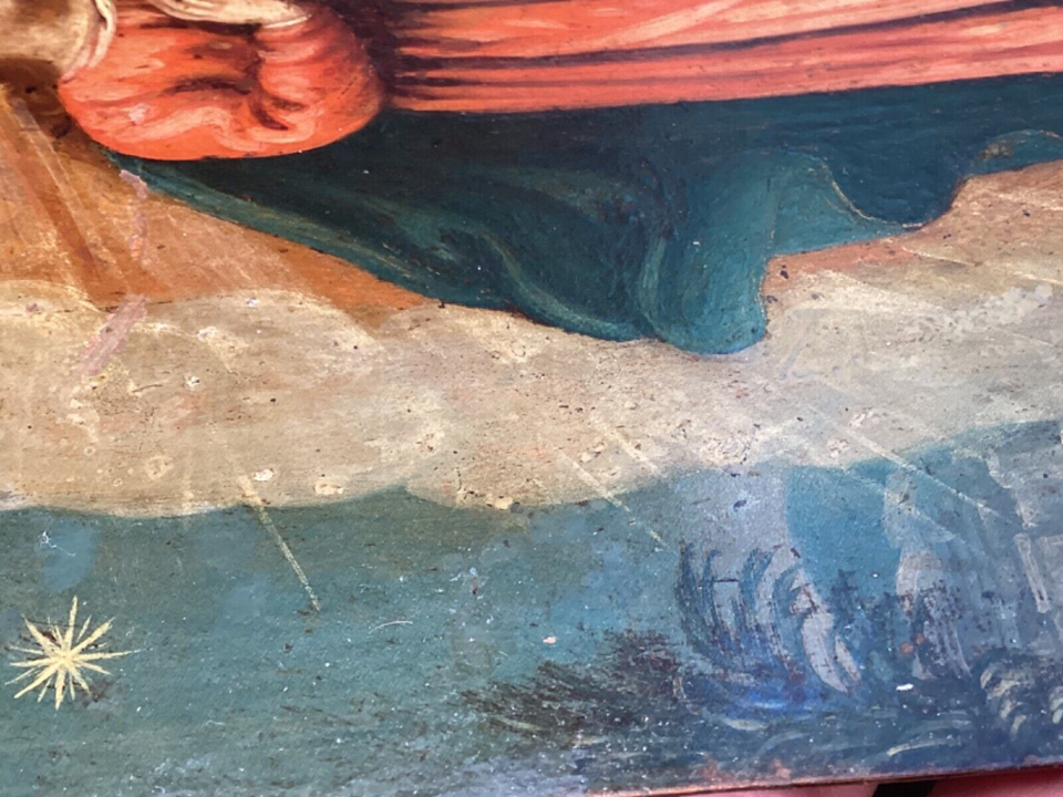 Antique Painting on Copper late 1600’s Spanish Blessed Virgin