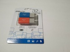 PNY USB 2.0 Flash Drives 32GB, Assorted P-FD32GX2ODM-GE 2 PACK 64 TOTAL RANDOM
