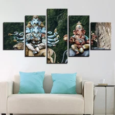 Ganesh God Figure Picture 5 Panel Canvas Print Wall Art Poster Home Decoration